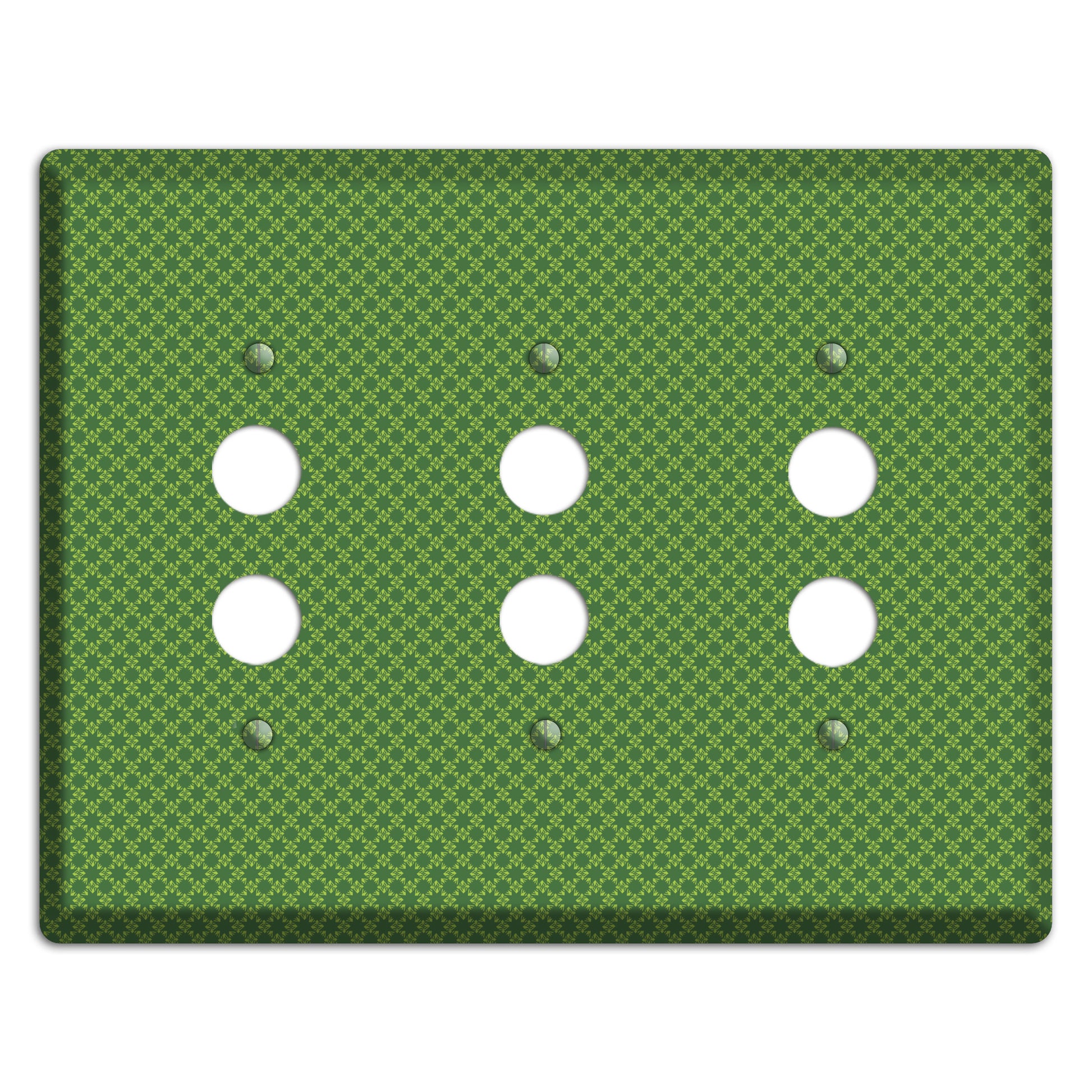 Multi Green Tiny Checked Foulard 3 Pushbutton Wallplate
