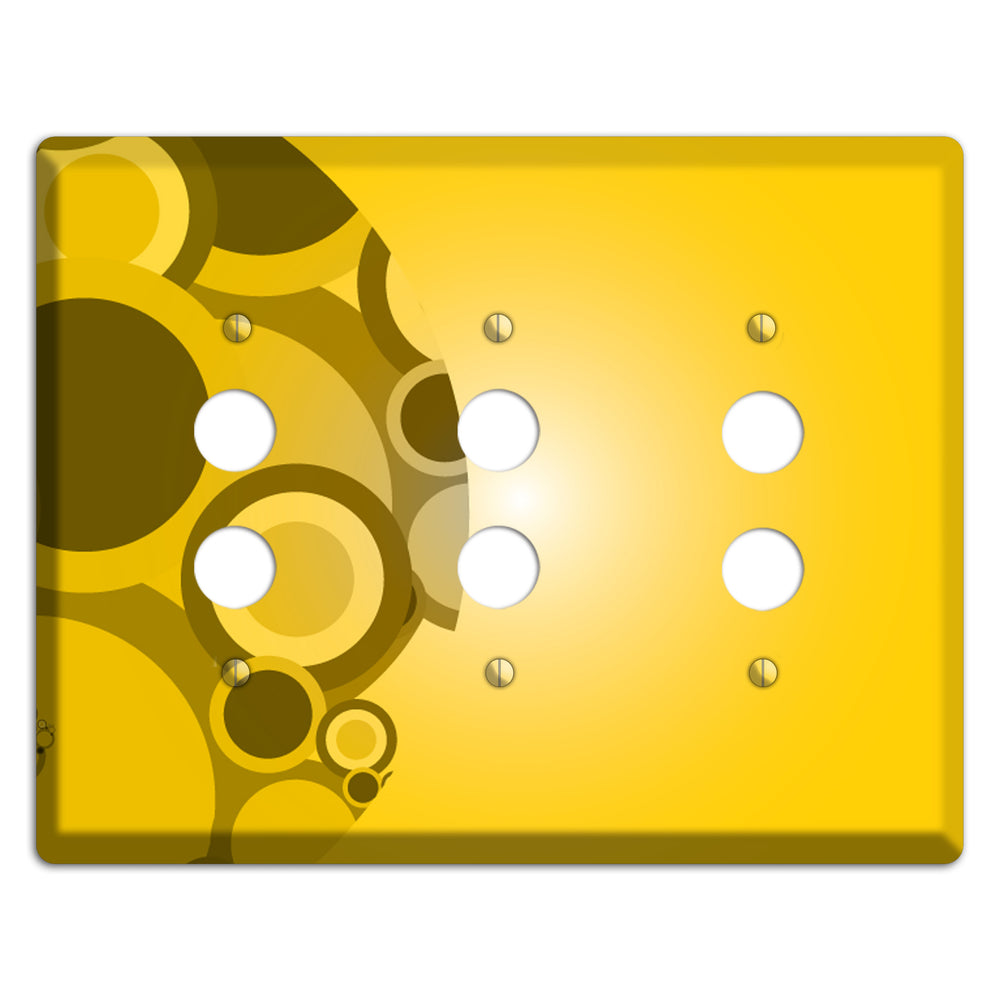 Mustard Yellow Circles 3 Pushbutton Wallplate