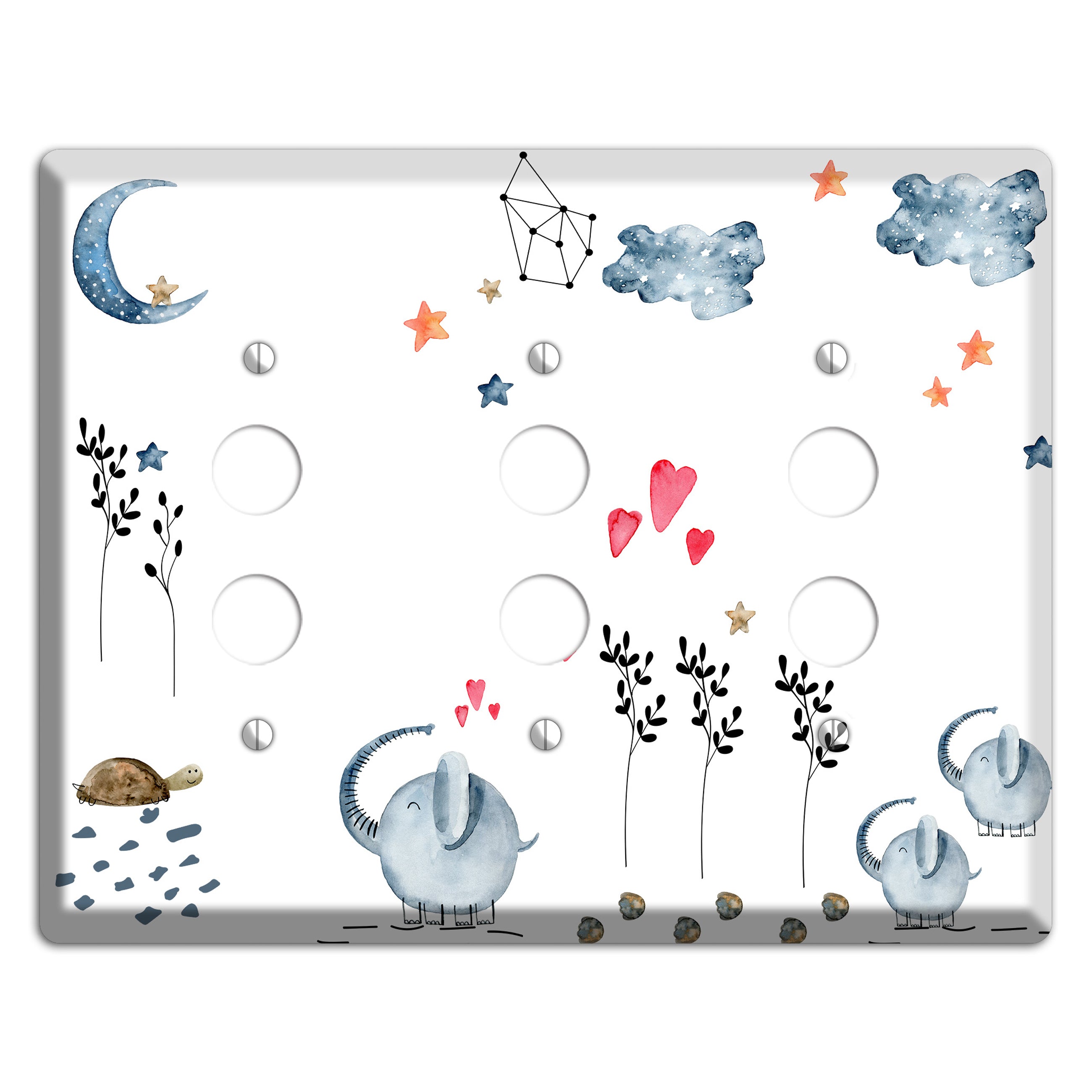 Elephant 3 Pushbutton Wallplate