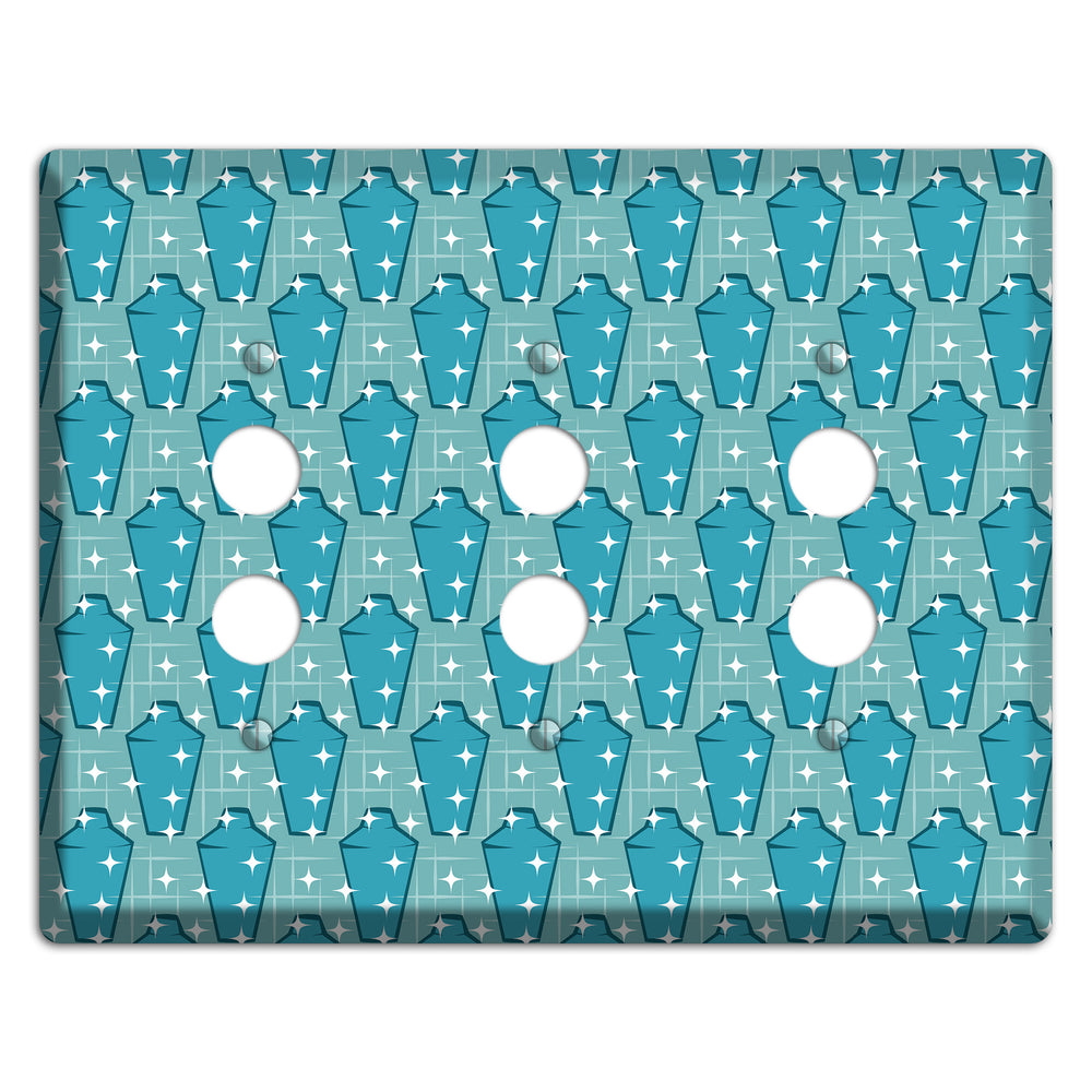 Retro Cocktail Shakers 3 Pushbutton Wallplate