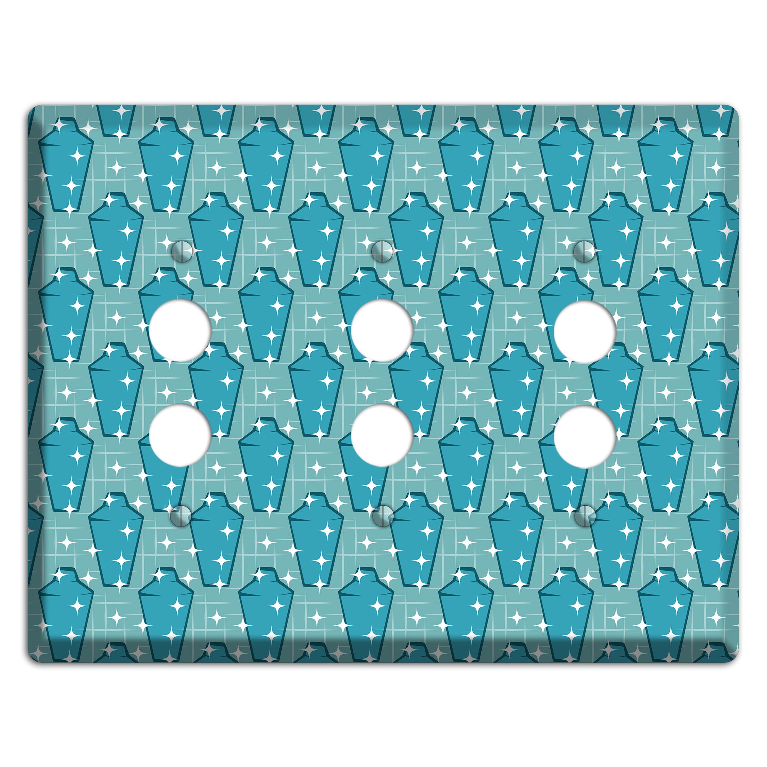 Retro Cocktail Shakers 3 Pushbutton Wallplate