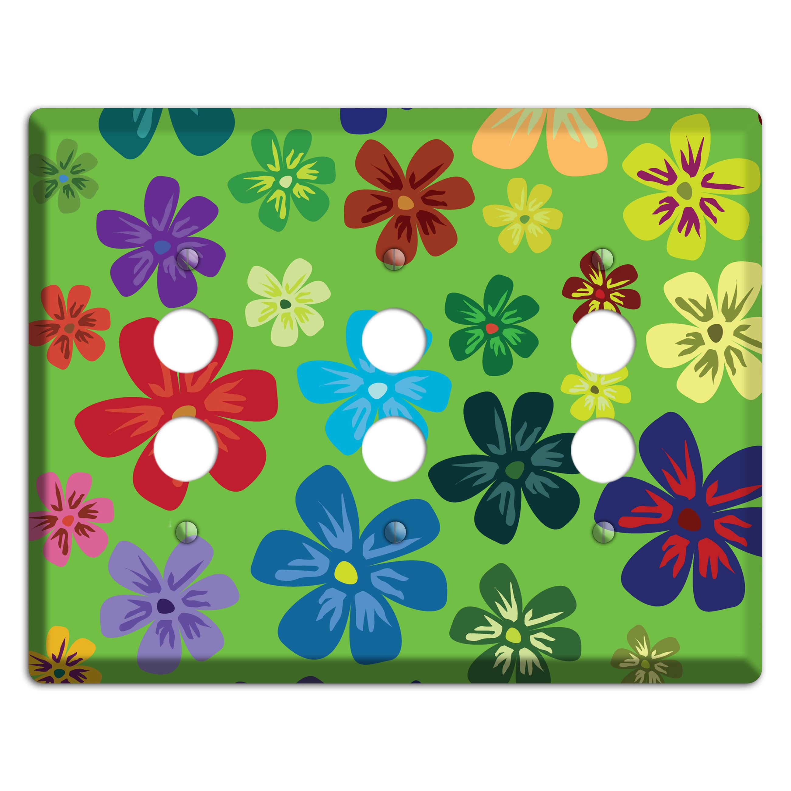 Orange Flowers 3 Pushbutton Wallplate
