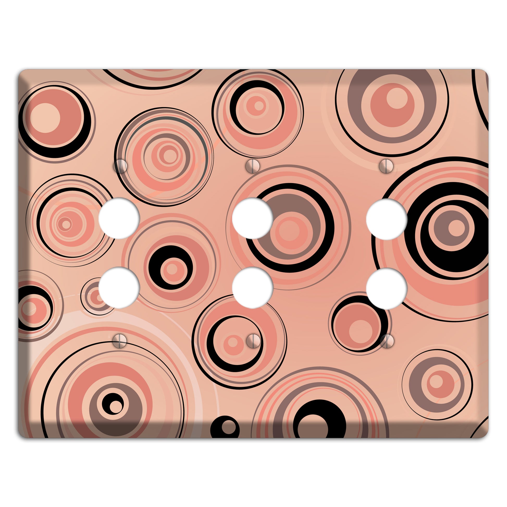 Salmon Circles 3 Pushbutton Wallplate