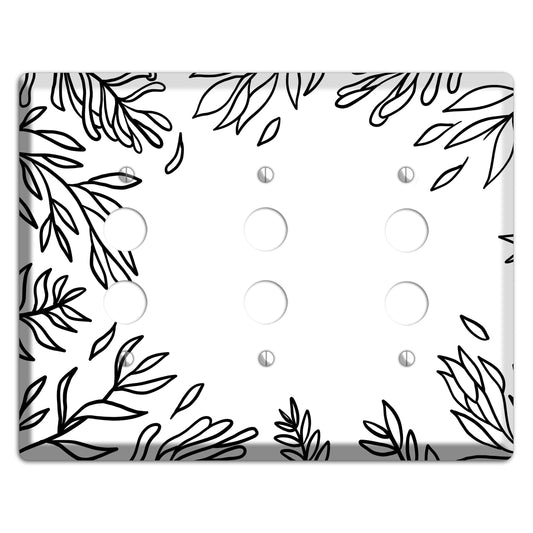 Hand-Drawn Leaves 8 3 Pushbutton Wallplate