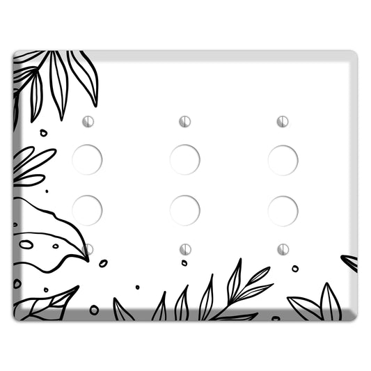 Hand-Drawn Floral 14 3 Pushbutton Wallplate