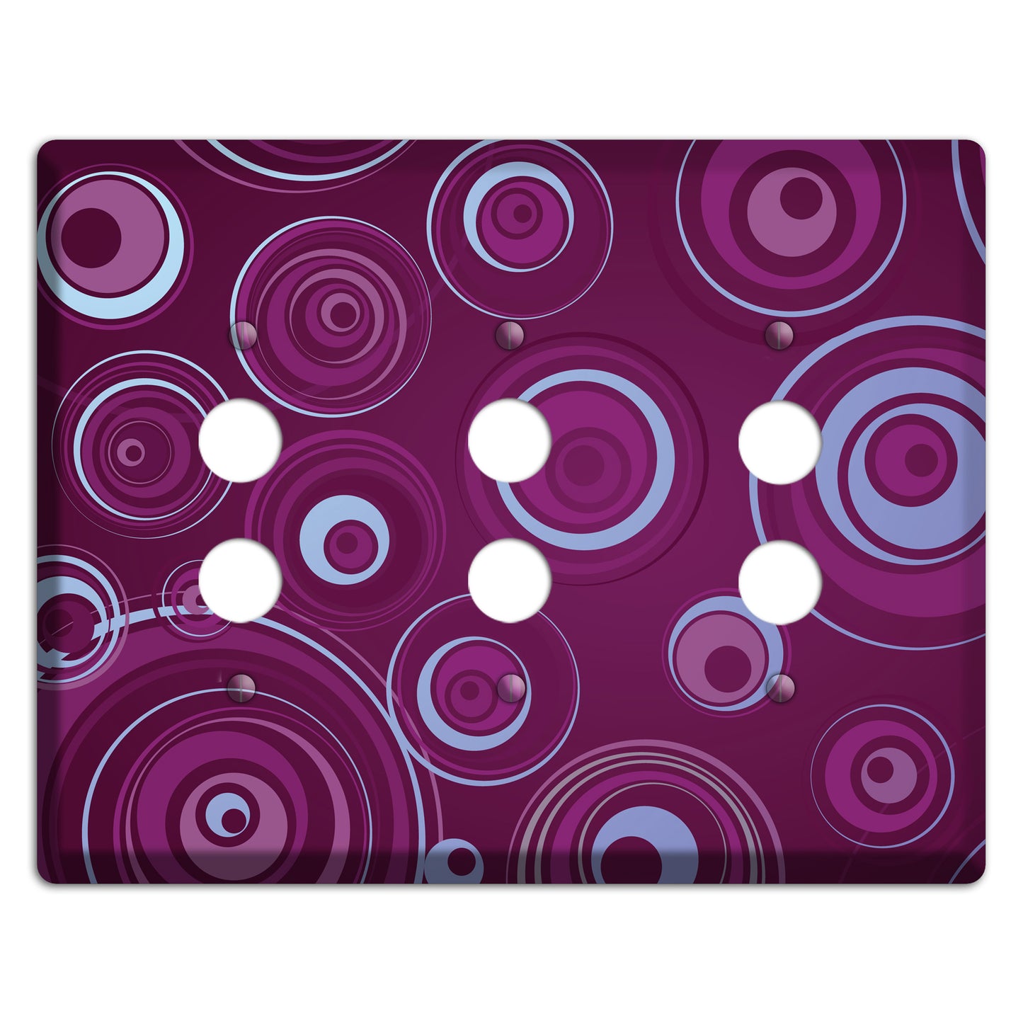 Purple Circles 3 3 Pushbutton Wallplate