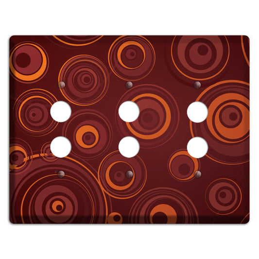 Brown Circles 3 Pushbutton Wallplate