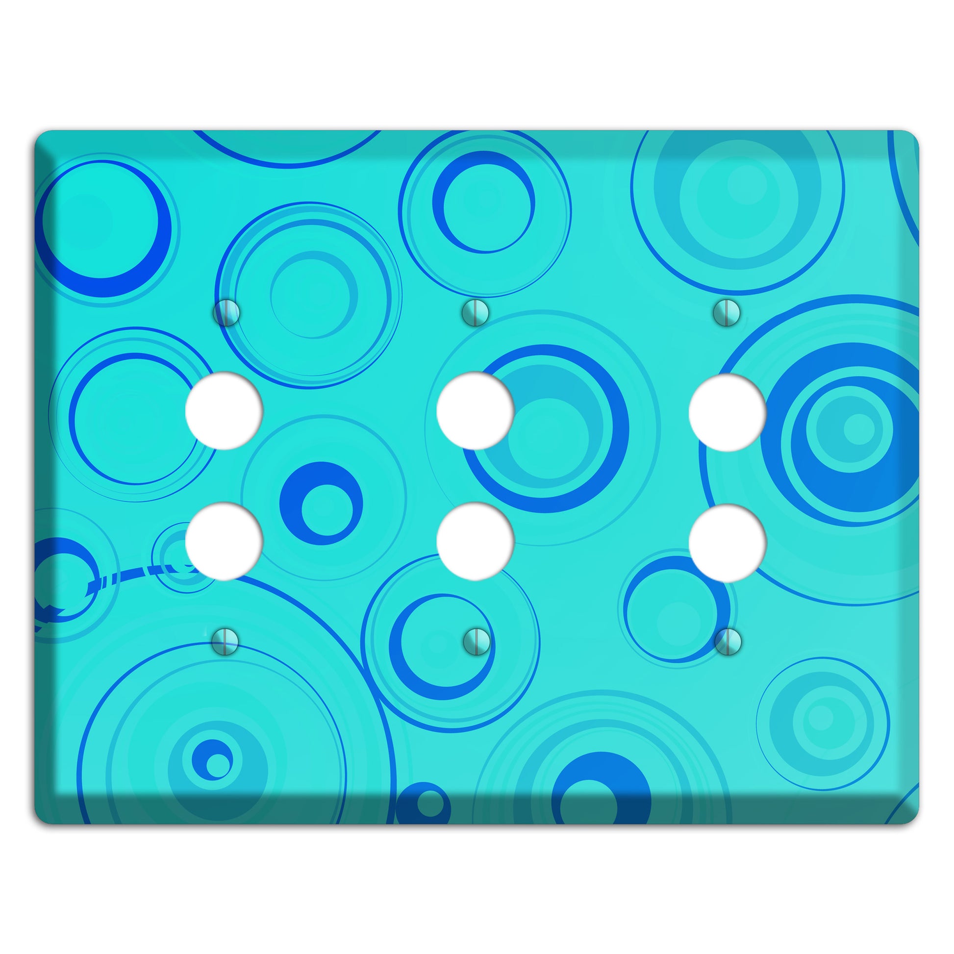 Turquoise Circles 3 Pushbutton Wallplate