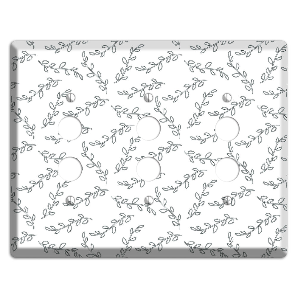 Leaves Style CC 3 Pushbutton Wallplate