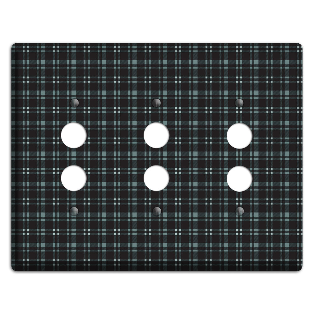 Black Plaid 3 Pushbutton Wallplate