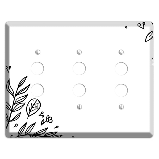 Hand-Drawn Floral 32 3 Pushbutton Wallplate