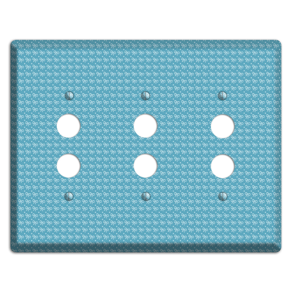 Turquoise Bows 3 Pushbutton Wallplate