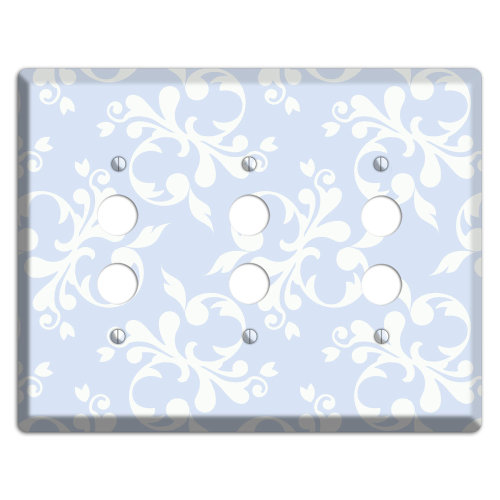 Light Blue Victorian Toile 3 Pushbutton Wallplate