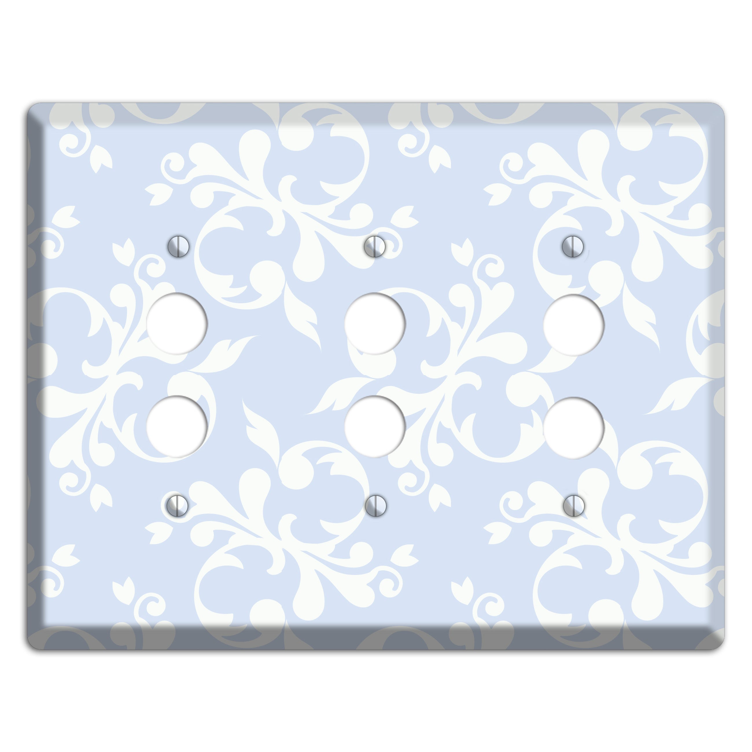 Light Blue Victorian Toile 3 Pushbutton Wallplate