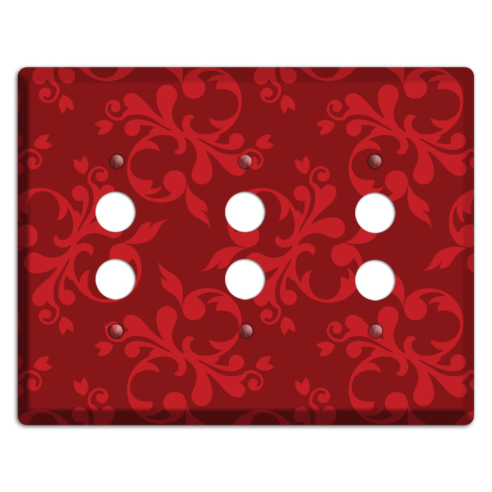 Red Victorian Toile 3 Pushbutton Wallplate