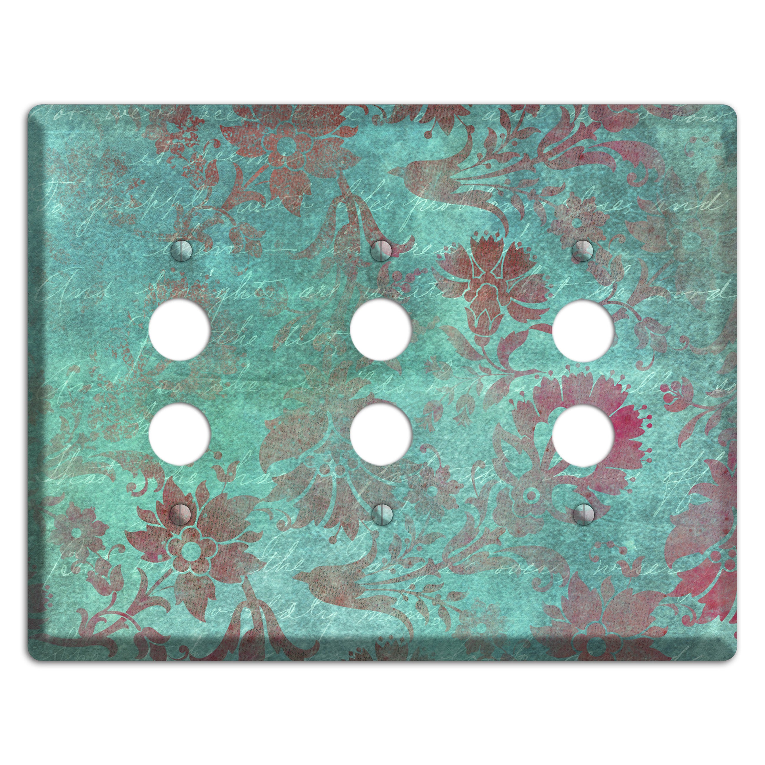 Sea Nymph Whimsical Damask 3 Pushbutton Wallplate