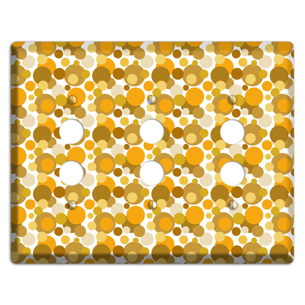 Multi Umber Bubble Dots 3 Pushbutton Wallplate