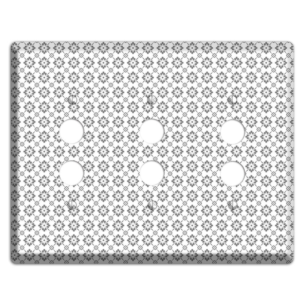 White with Grey Foulard 3 Pushbutton Wallplate