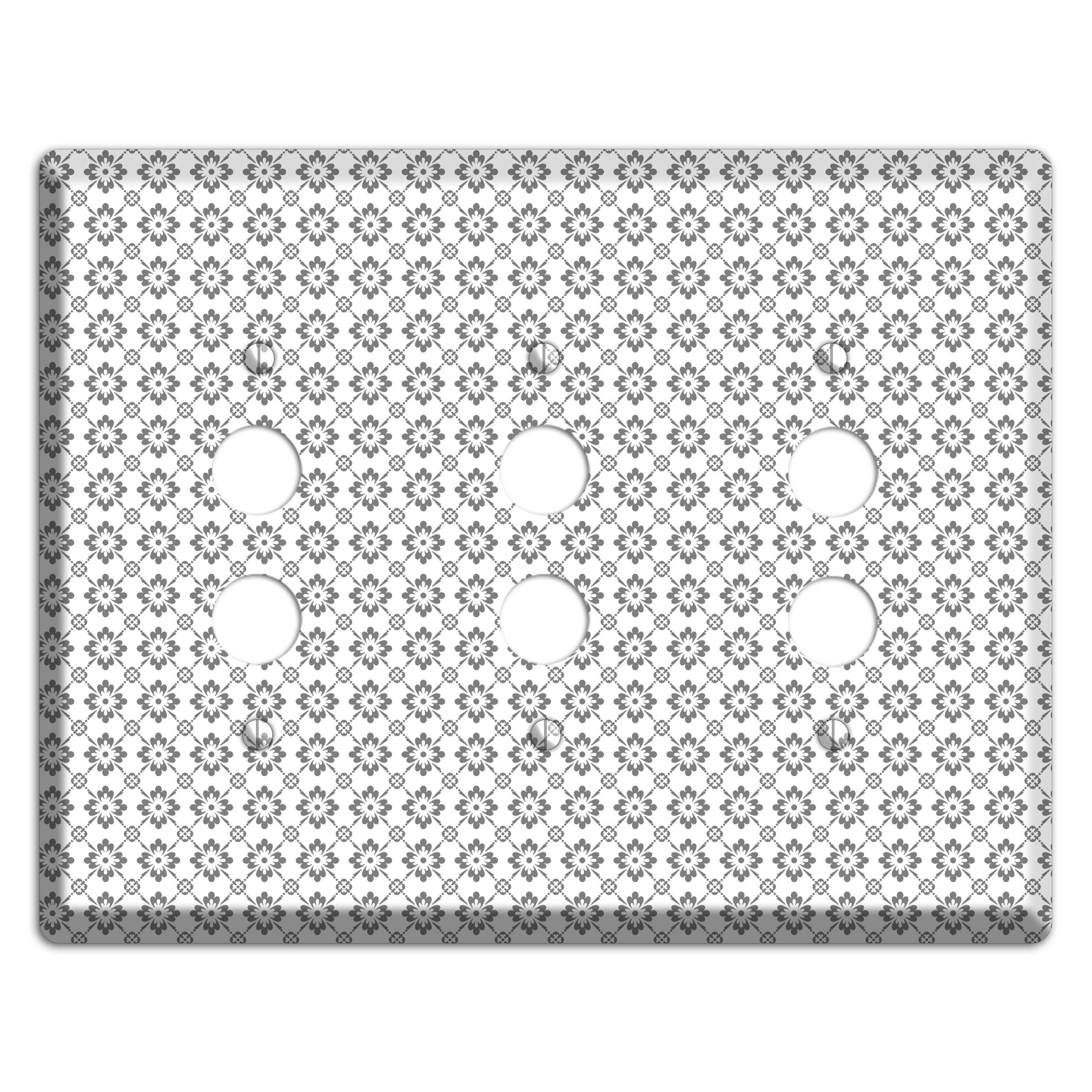 White with Grey Foulard 3 Pushbutton Wallplate