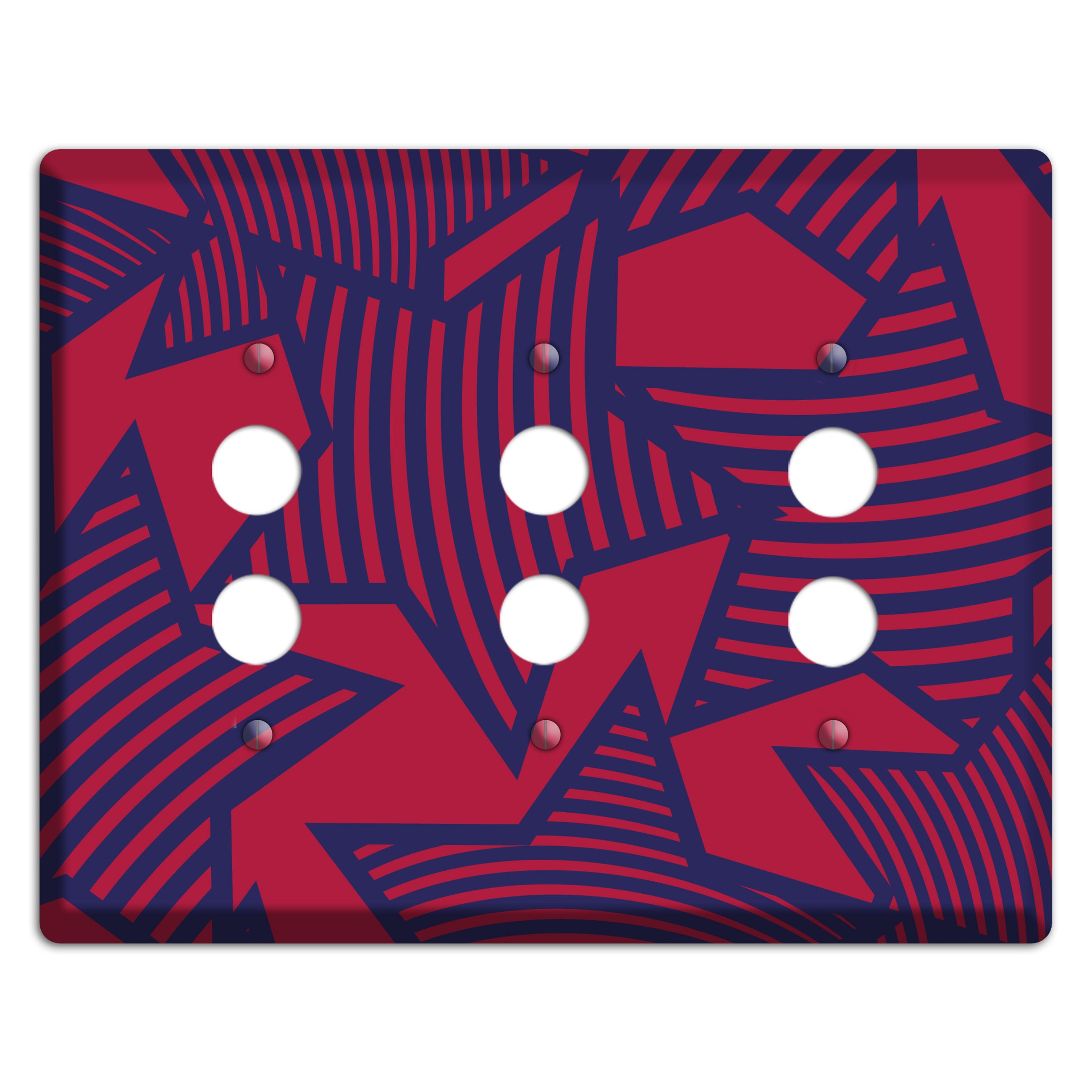 Red with Large Blue Stars 3 Pushbutton Wallplate