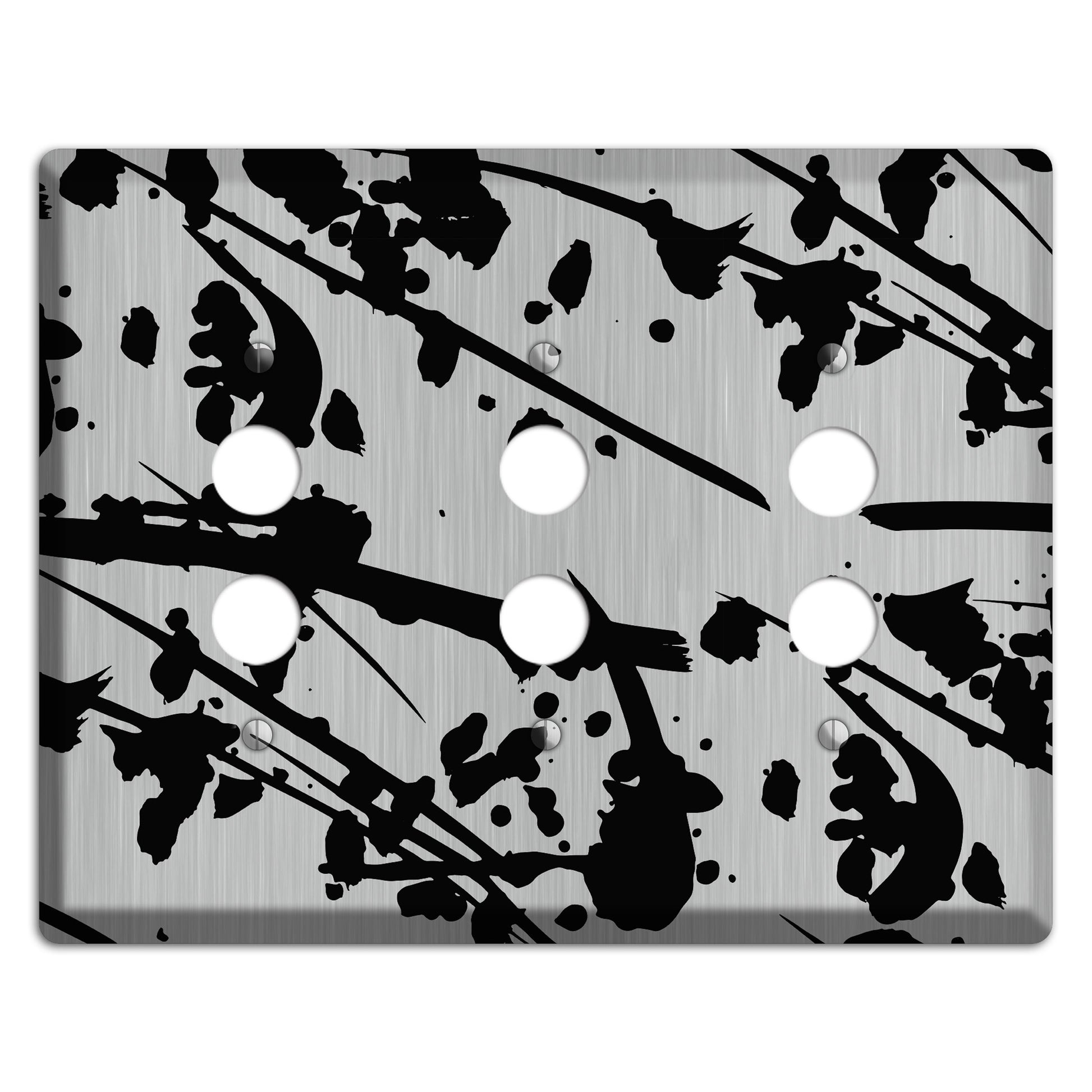Ink Splash 6 Stainless 3 Pushbutton Wallplate