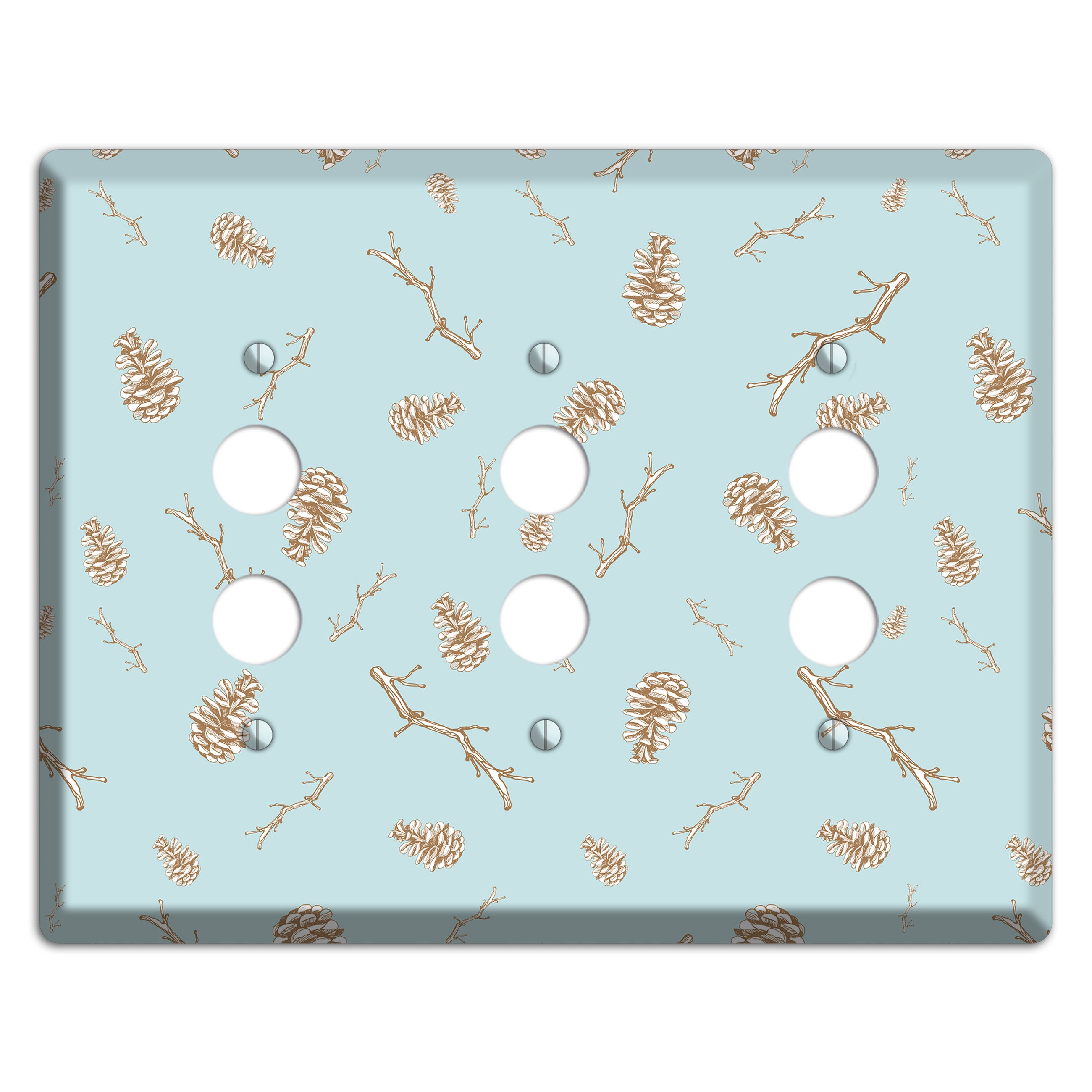 Wildlife Pinecones & Twigs 3 Pushbutton Wallplate
