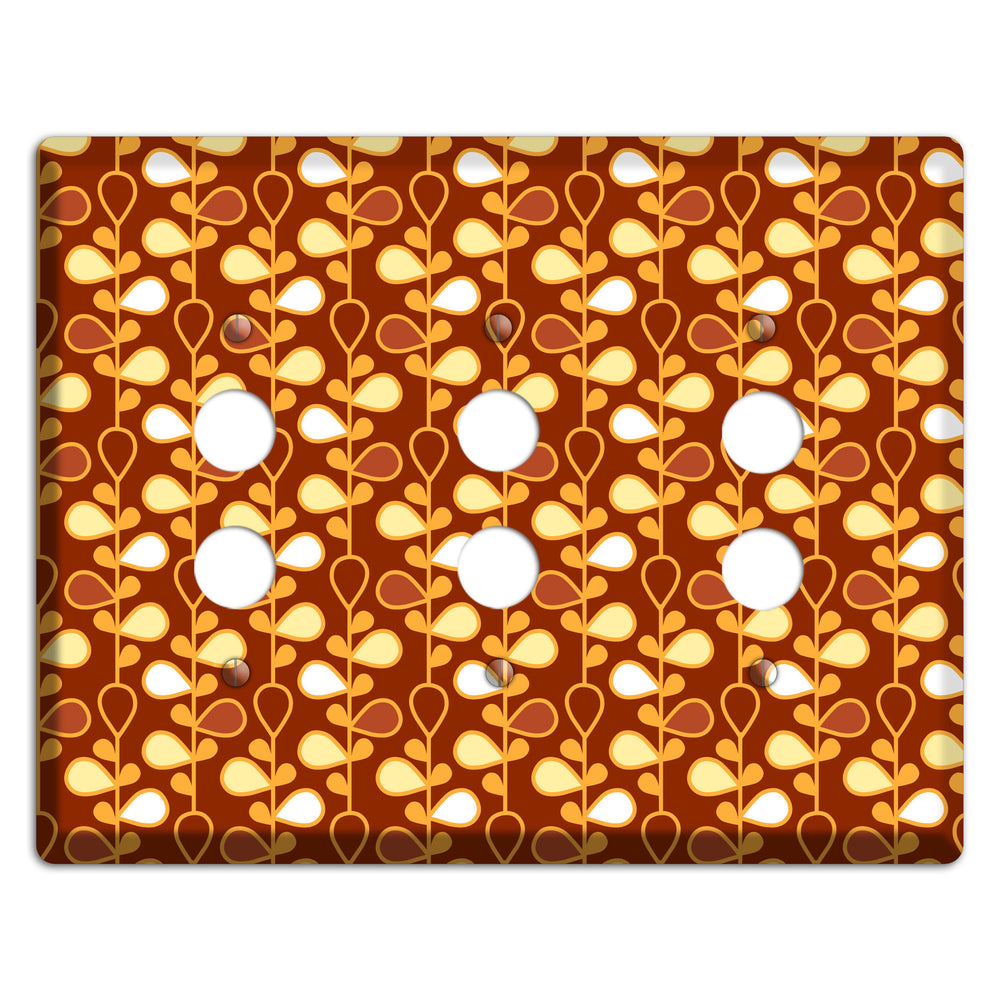 Red with Orange and Yellow Drop and Vine 3 Pushbutton Wallplate