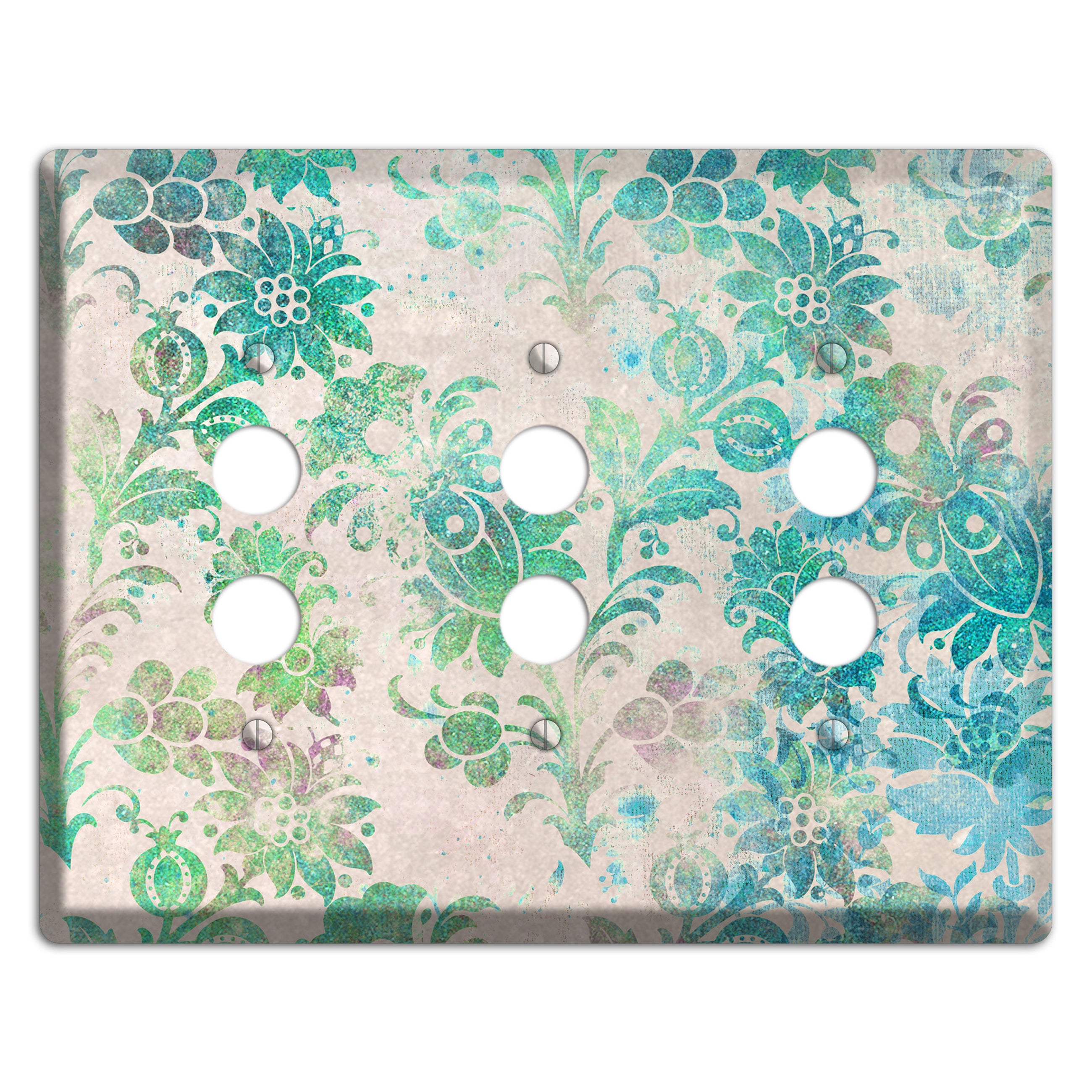 Acapulco Whimsical Damask 3 Pushbutton Wallplate