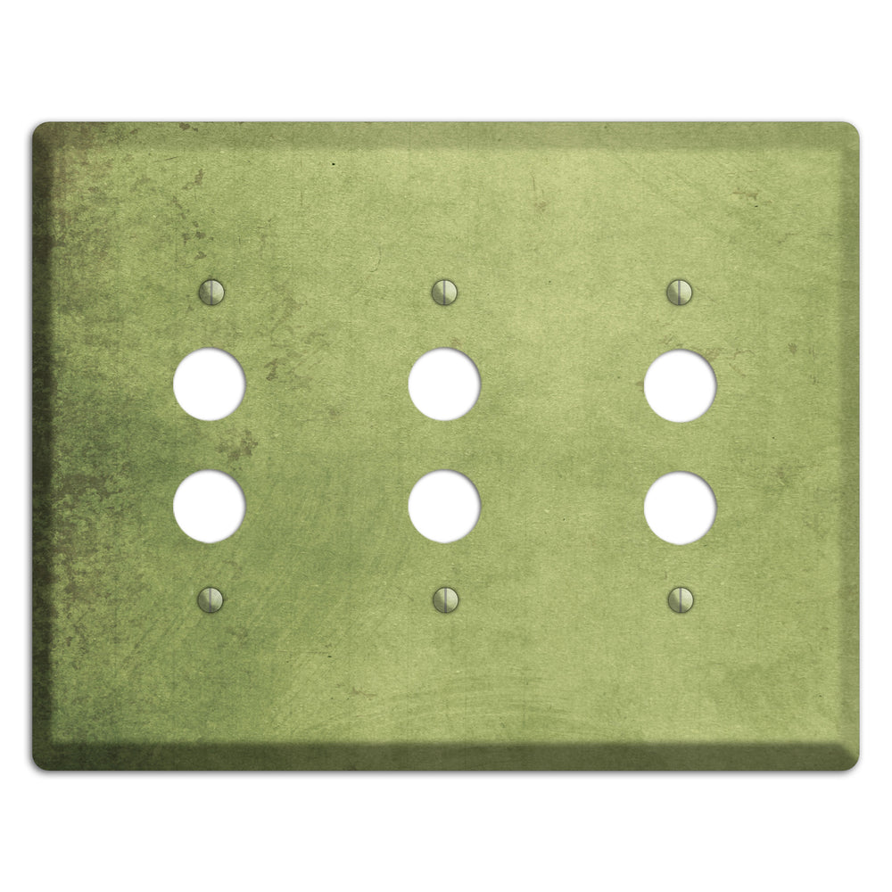 Green Smoke Vintage Grunge 3 Pushbutton Wallplate