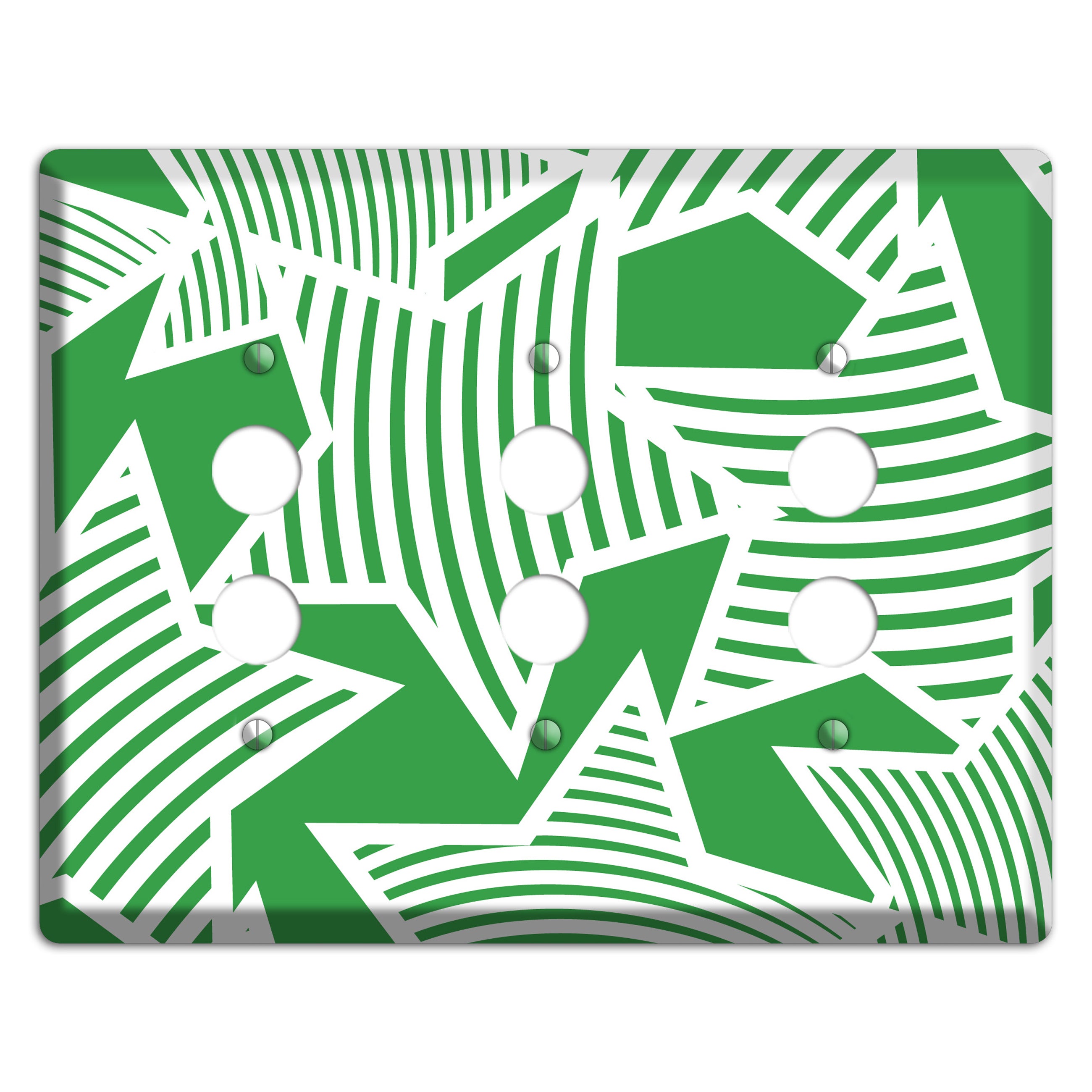 Green with Large White Stars 3 Pushbutton Wallplate