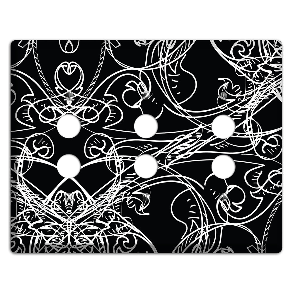 Black Deco Sketch 3 Pushbutton Wallplate
