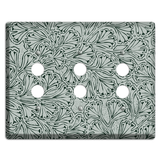Deco Grey Interlocking Floral 3 Pushbutton Wallplate