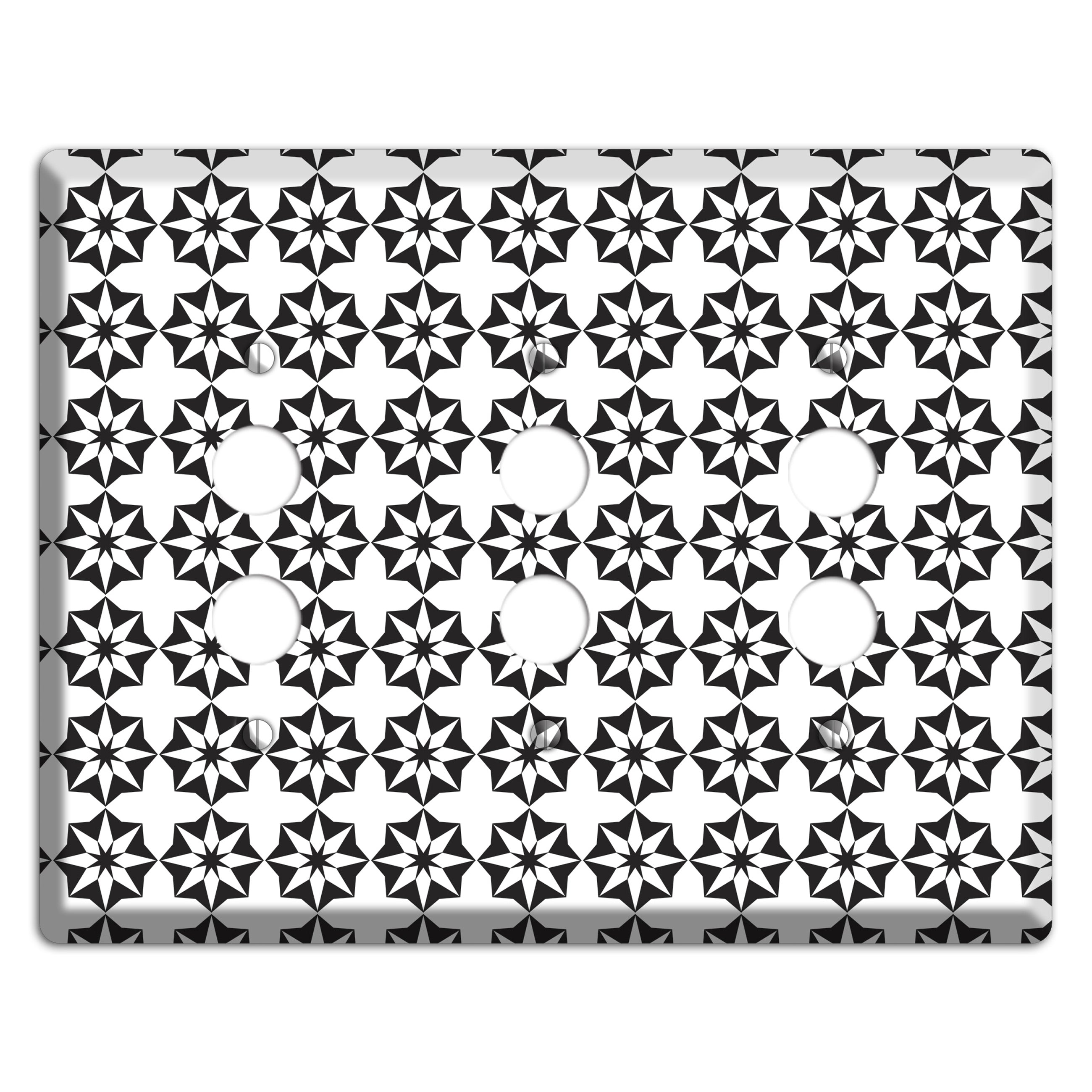 White with Black Foulard 3 Pushbutton Wallplate