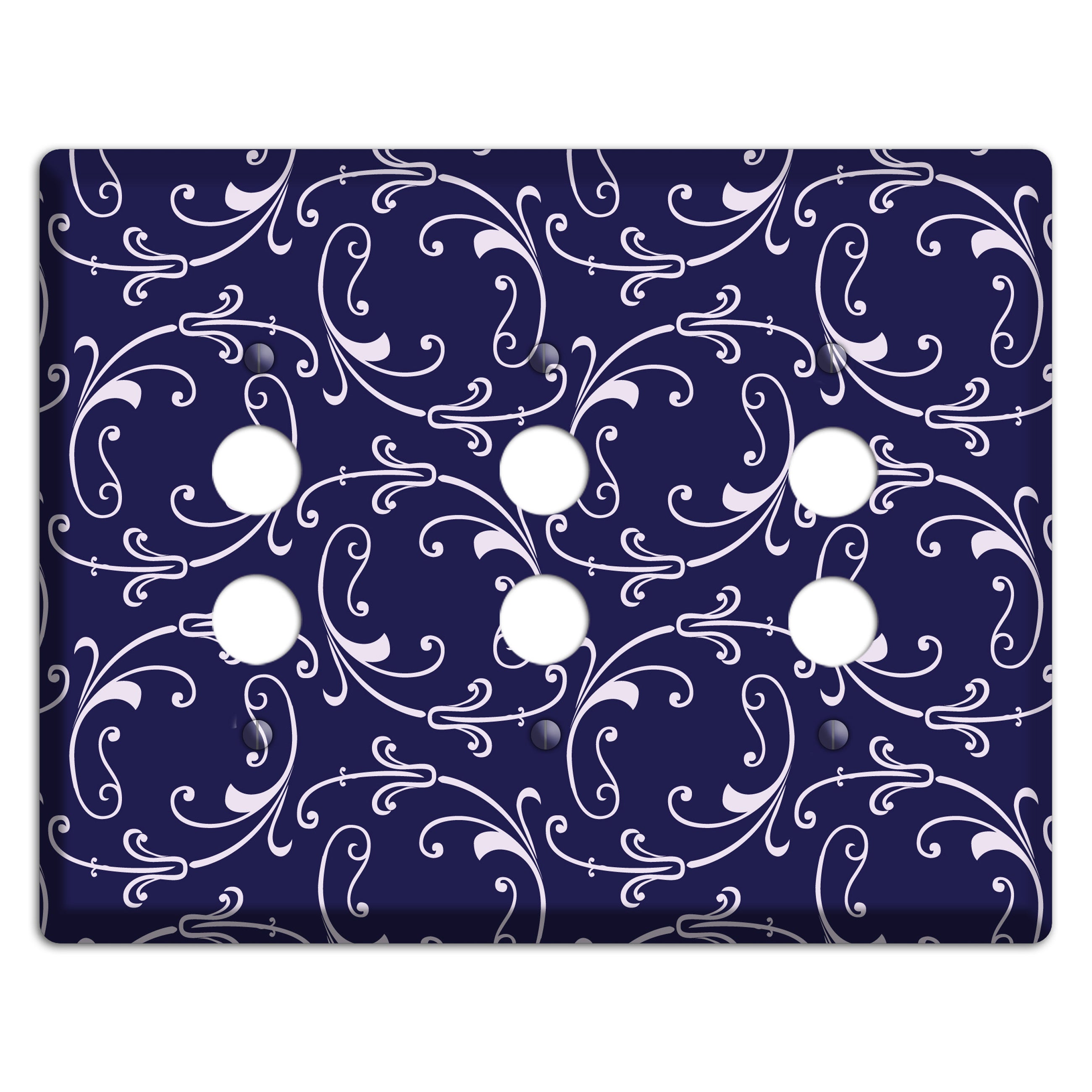 Navy Victorian Sprig 3 Pushbutton Wallplate