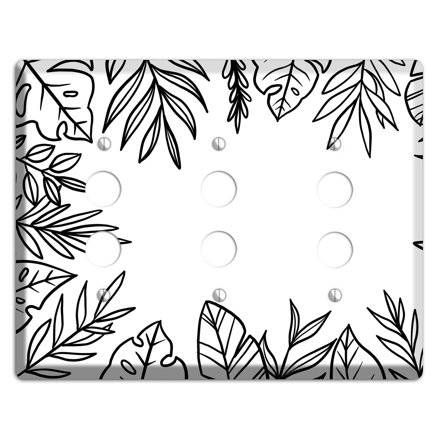 Hand-Drawn Leaves 4 3 Pushbutton Wallplate