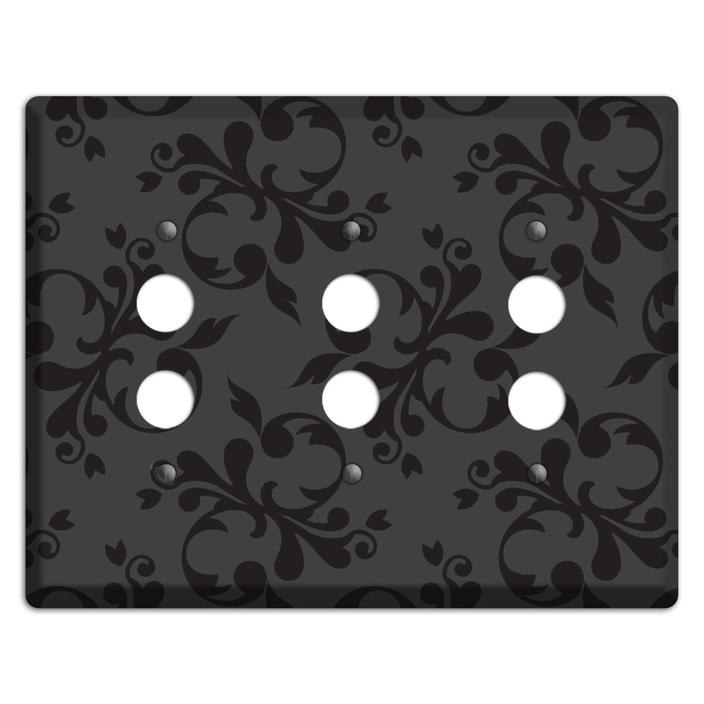 Grey Victorian Toile 3 Pushbutton Wallplate