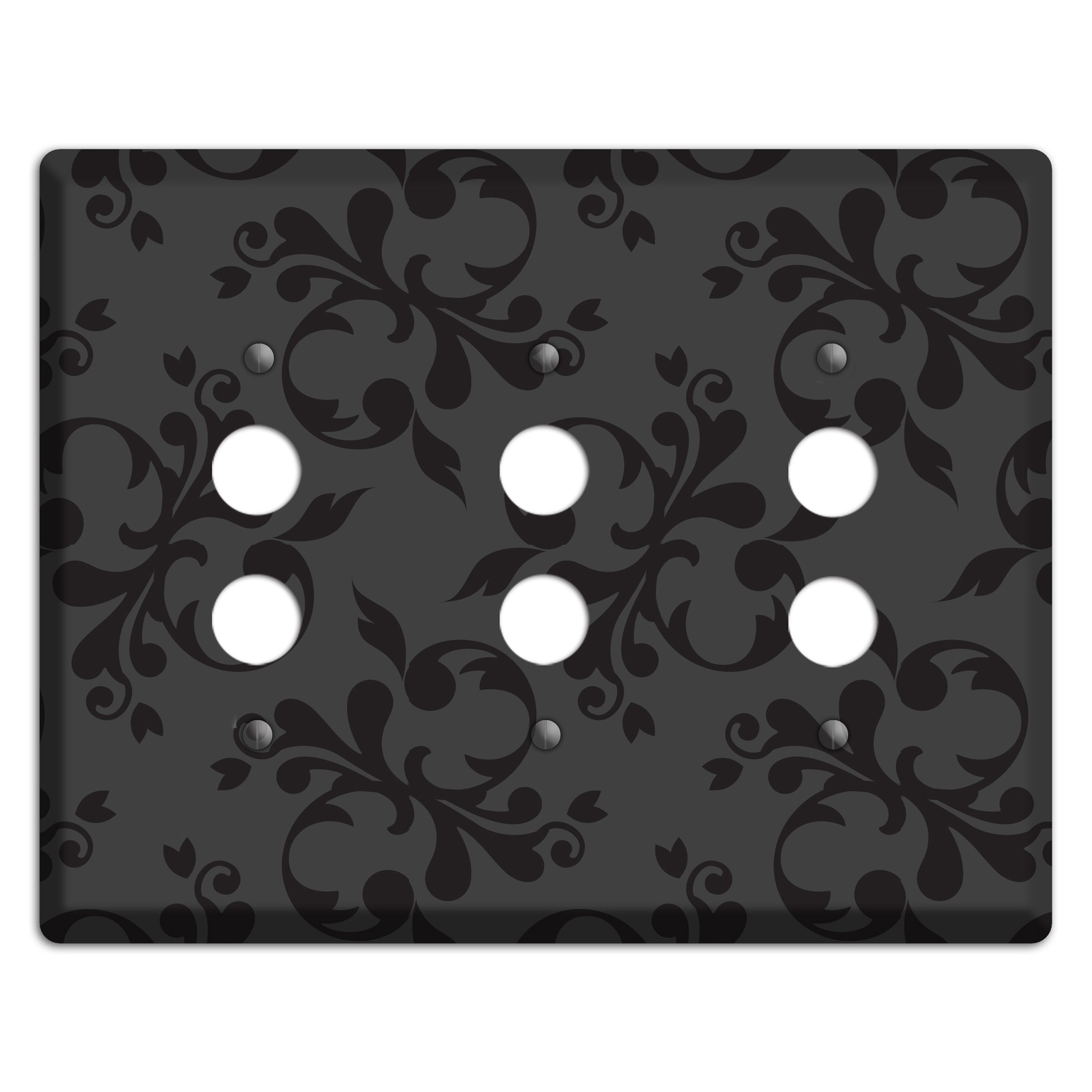Grey Victorian Toile 3 Pushbutton Wallplate
