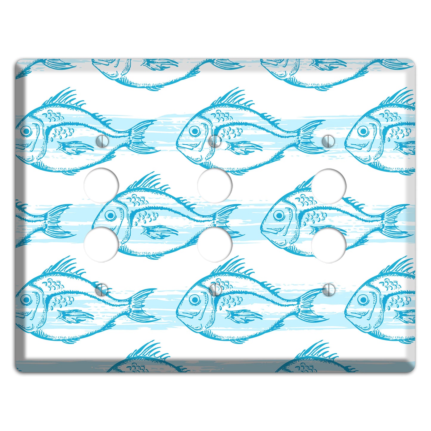 Blue Fish 3 Pushbutton Wallplate