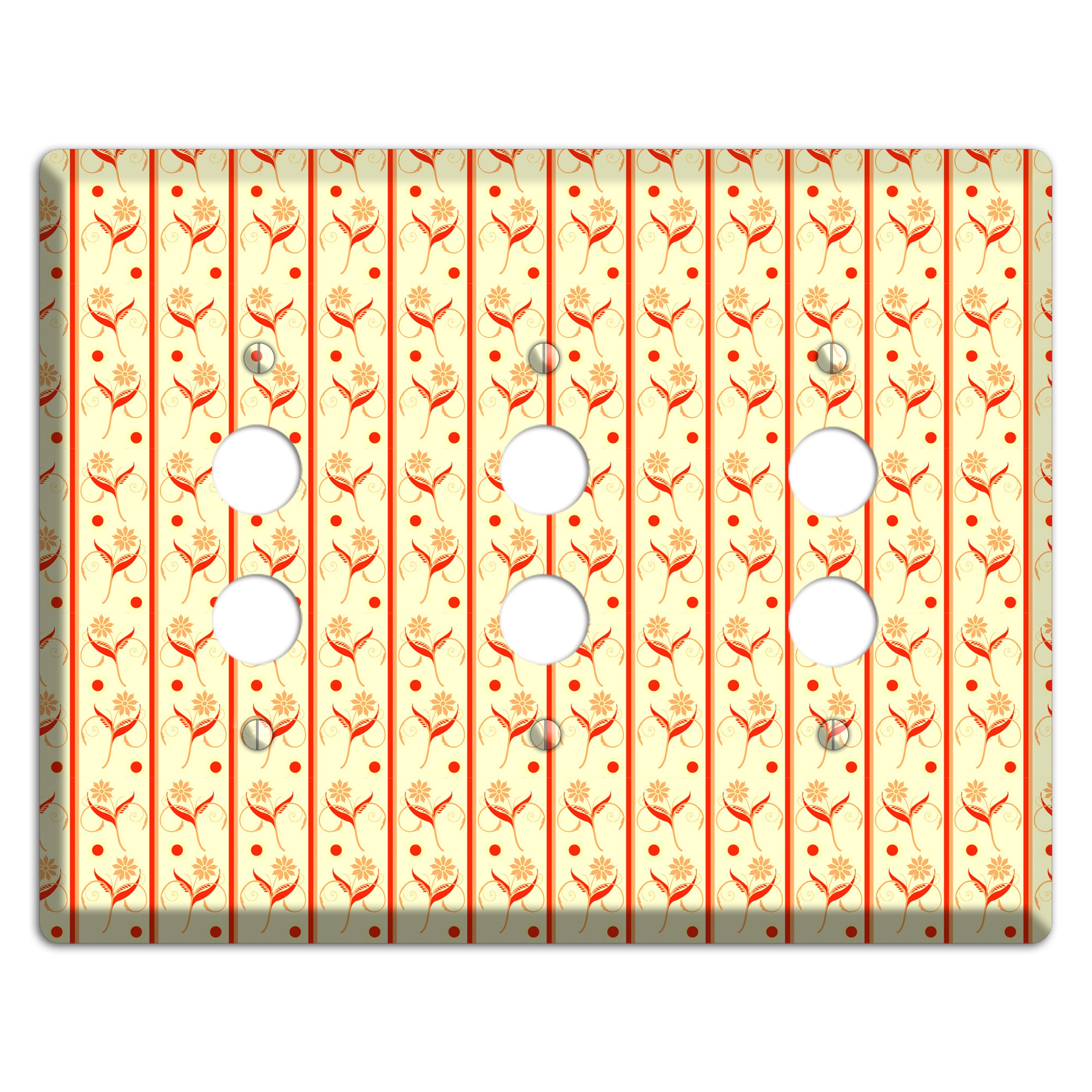 Yellow Floral Pattern 3 Pushbutton Wallplate