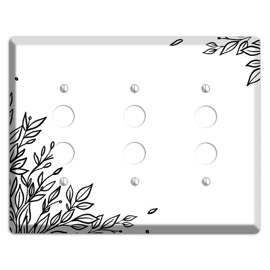 Hand-Drawn Floral 17 3 Pushbutton Wallplate