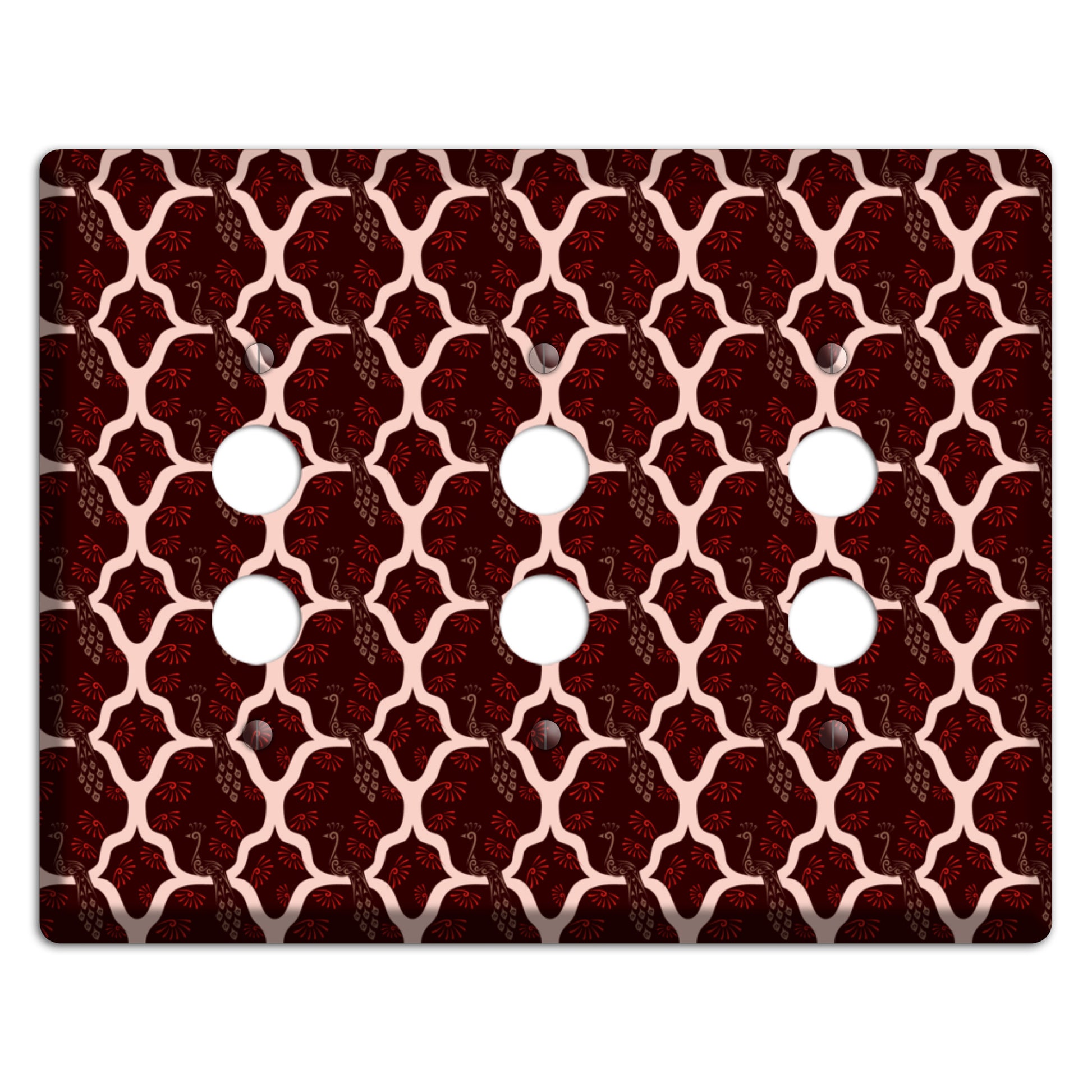 Dark Quatrefoil Peacock 3 Pushbutton Wallplate
