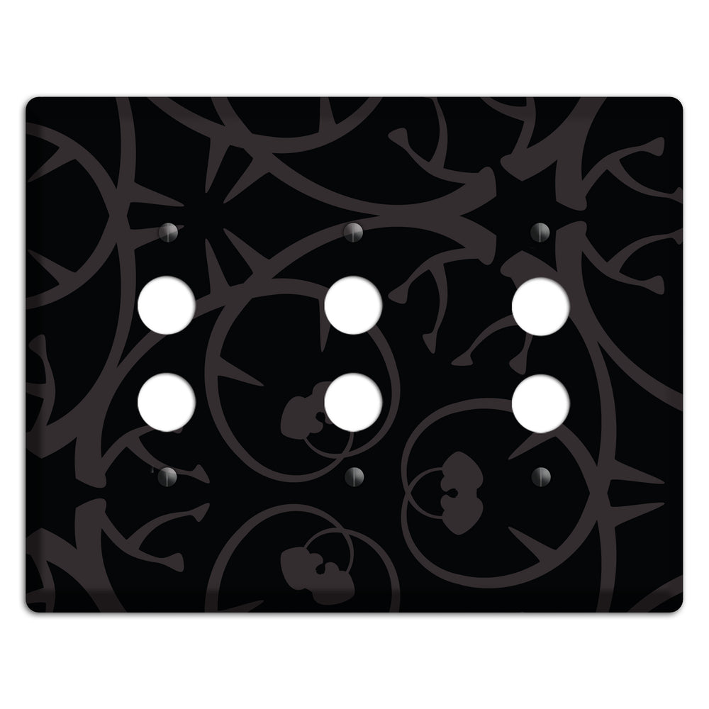 Black with Grey Abstract Swirl 3 Pushbutton Wallplate