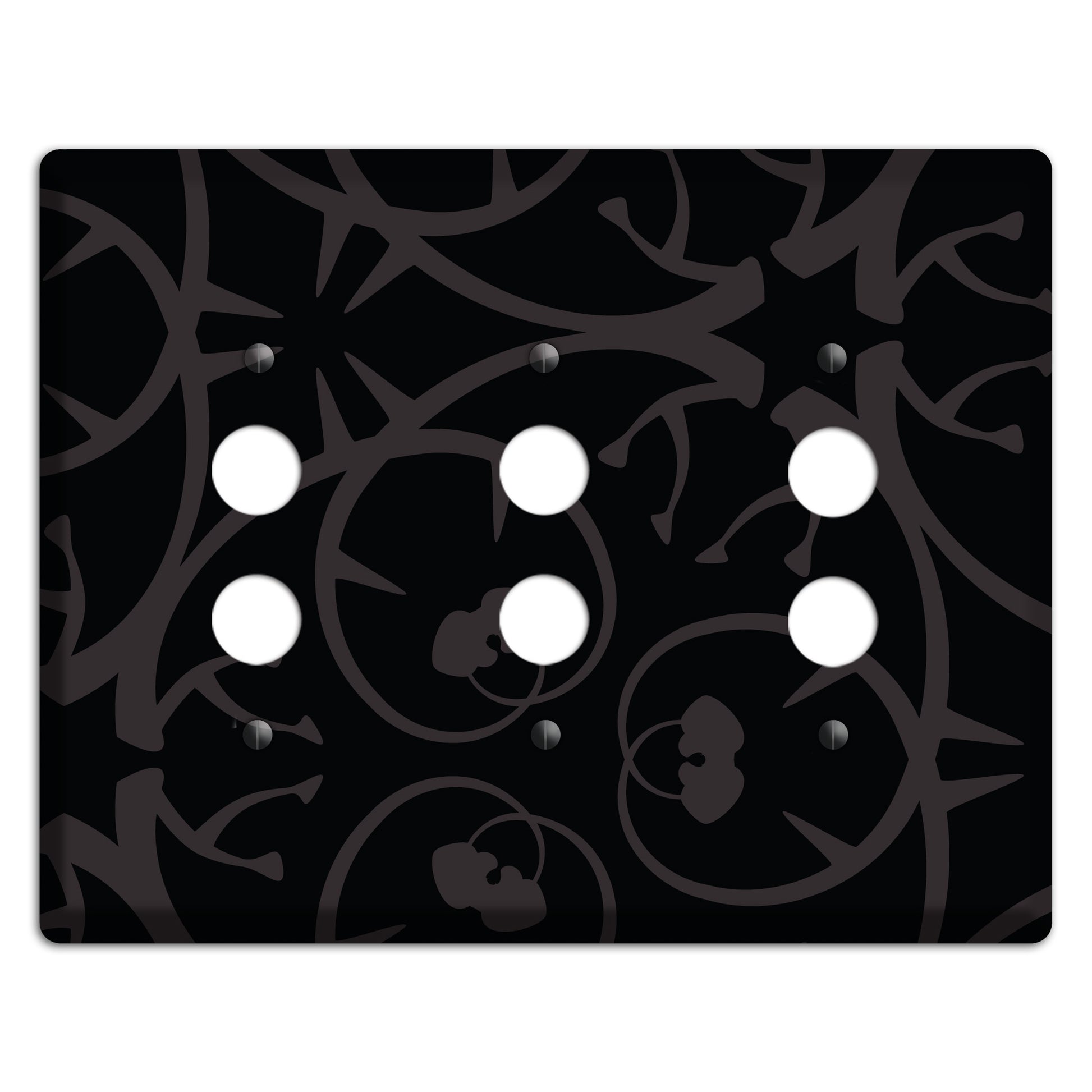 Black with Grey Abstract Swirl 3 Pushbutton Wallplate