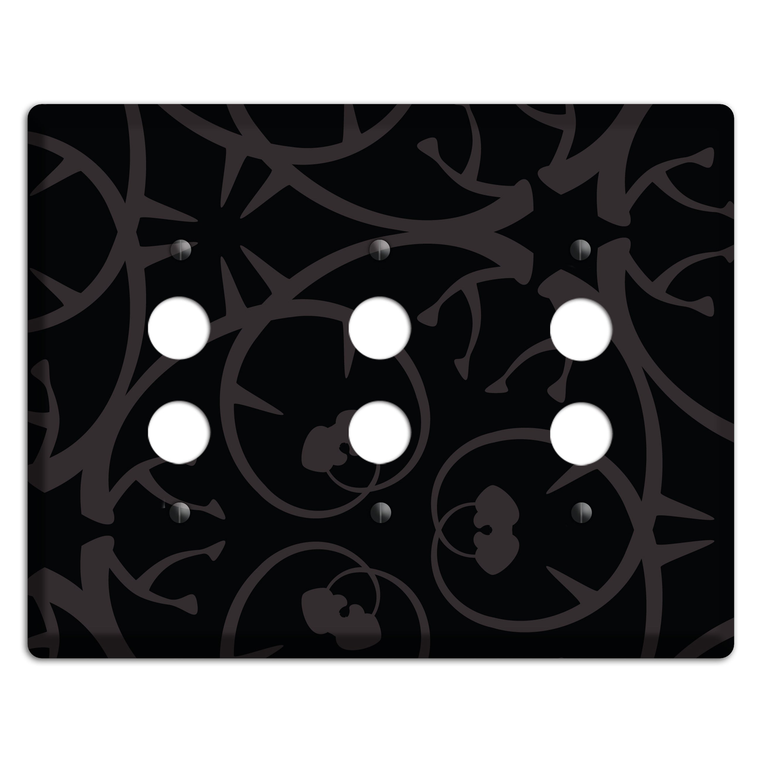 Black with Grey Abstract Swirl 3 Pushbutton Wallplate