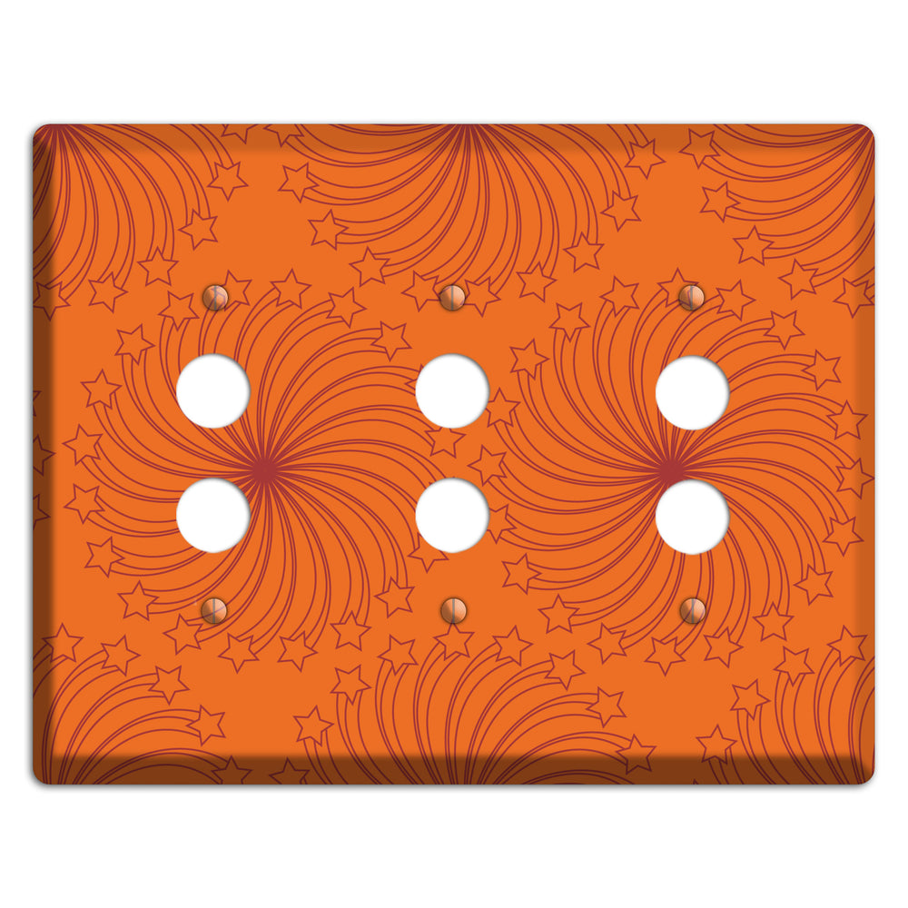 Multi Orange Star Swirl 3 Pushbutton Wallplate