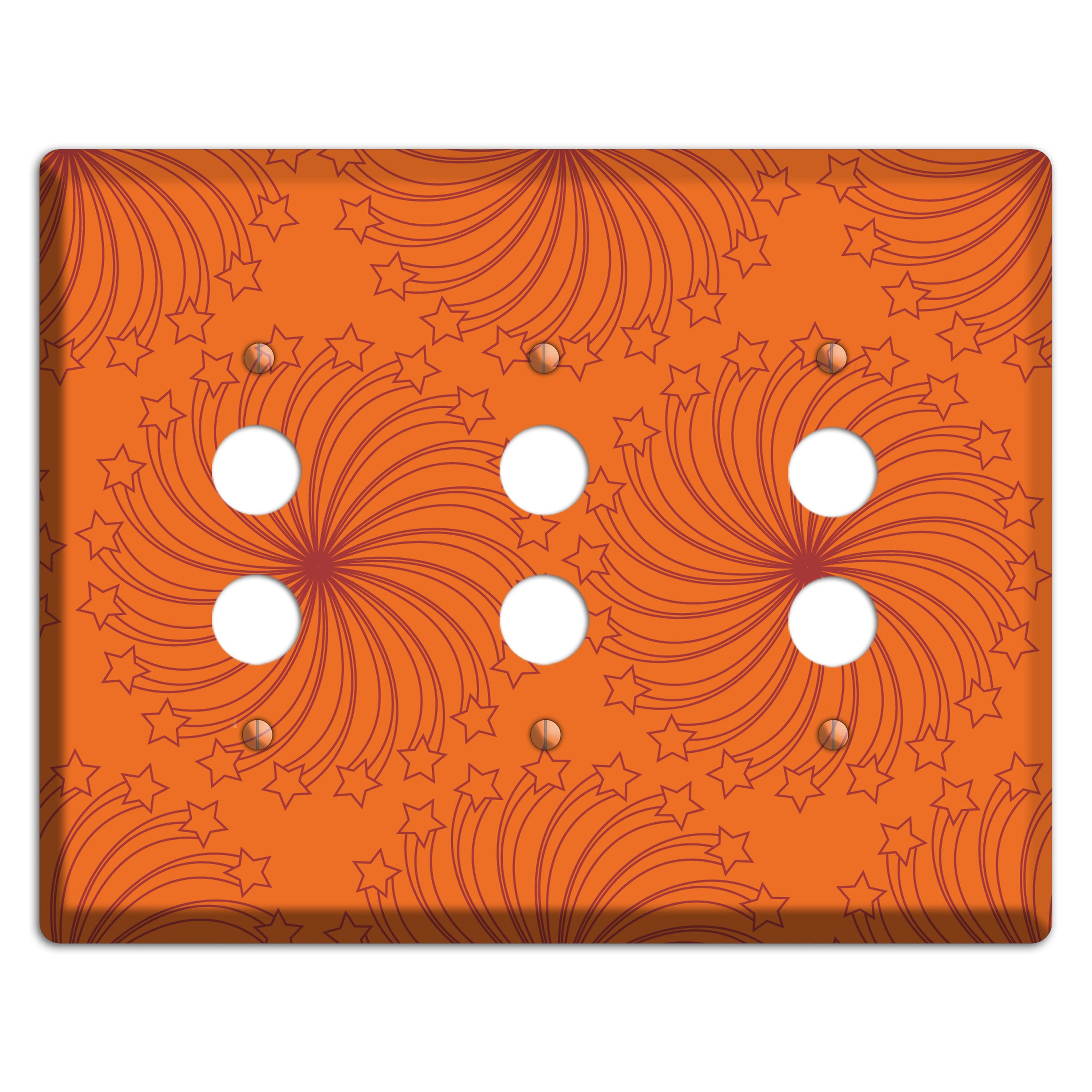 Multi Orange Star Swirl 3 Pushbutton Wallplate