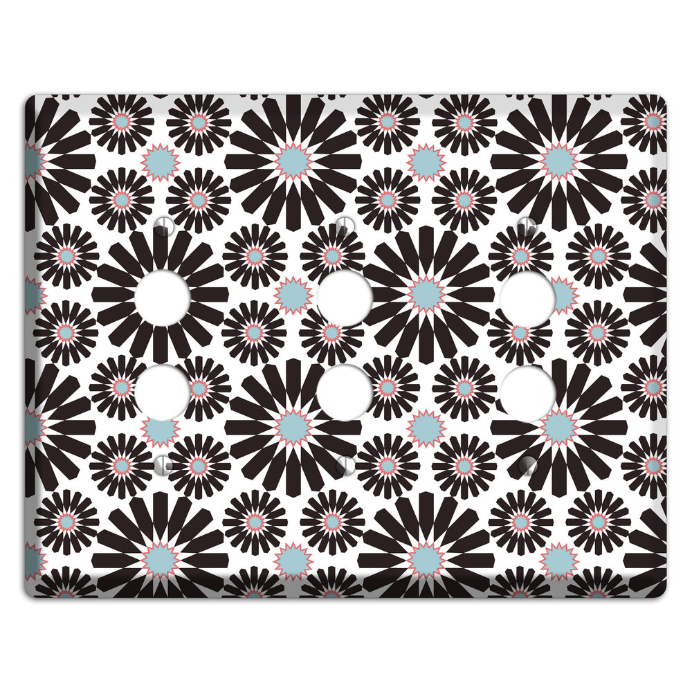 Dusty Blue Maroon Scandinavian Floral 2 3 Pushbutton Wallplate