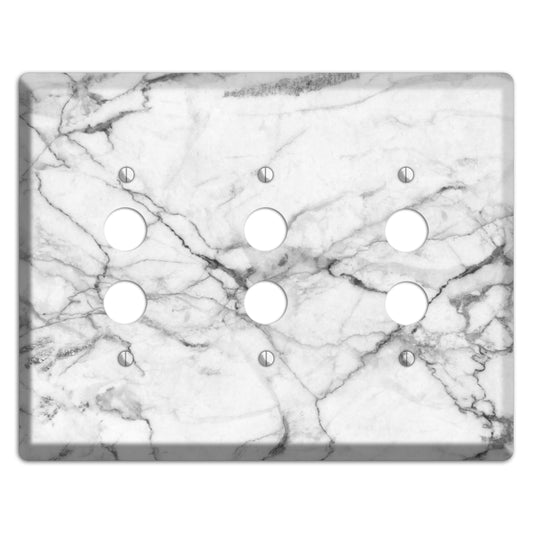 White and Gray Marble 3 Pushbutton Wallplate