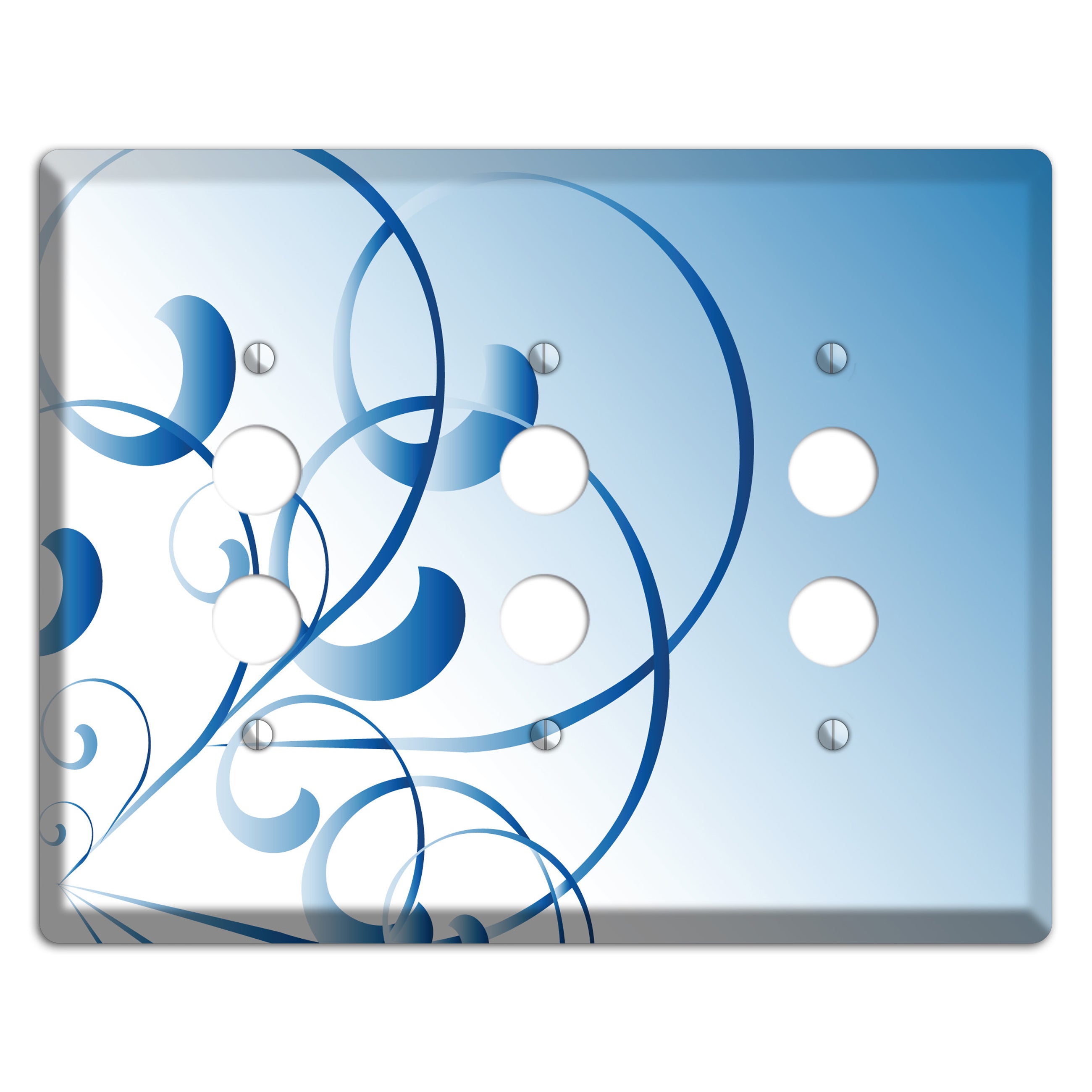 Blue Swoop 3 Pushbutton Wallplate