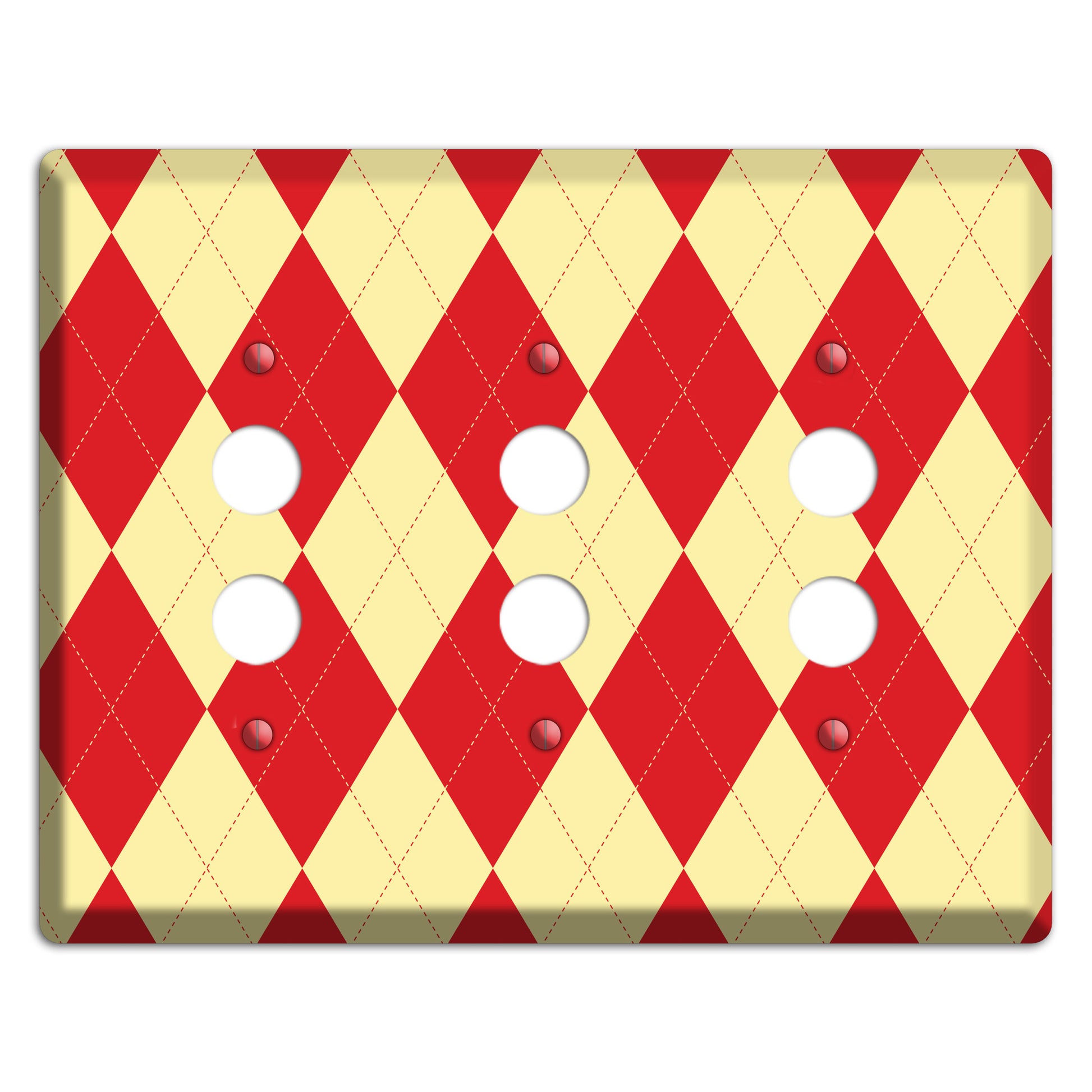 Orange and Yellow Argyle 3 Pushbutton Wallplate